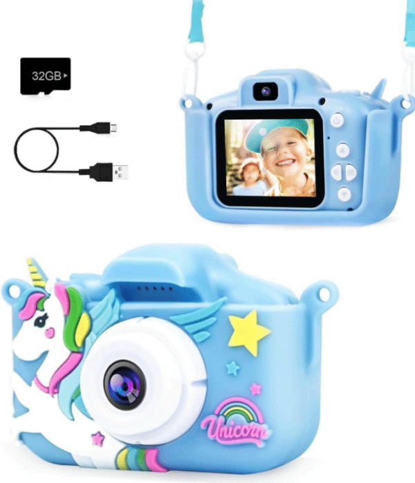 Camara Digital Infantil c Funda + Colgante Recargable Unicornio Lambo Tech
